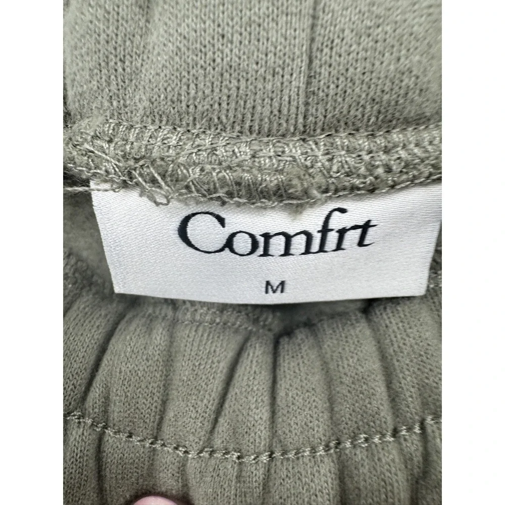 Comfrt Joggers Unisex M Olive Green Relaxed Fit Elastic Ankle Solid